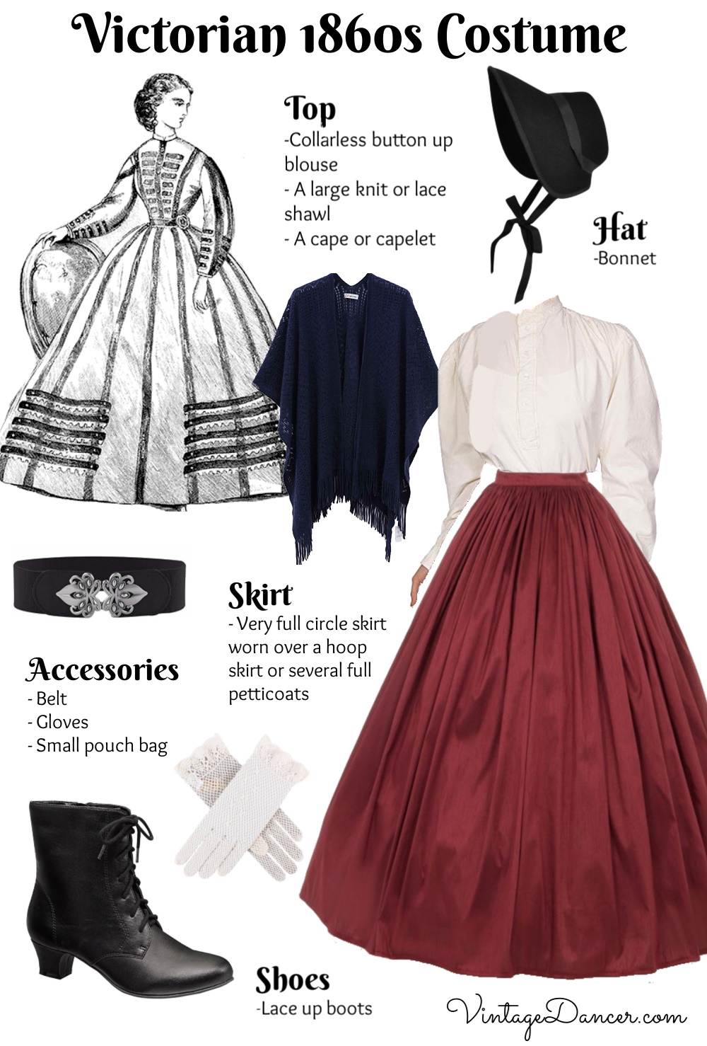 Make An Easy Victorian Costume Dress With A Skirt And Blouse