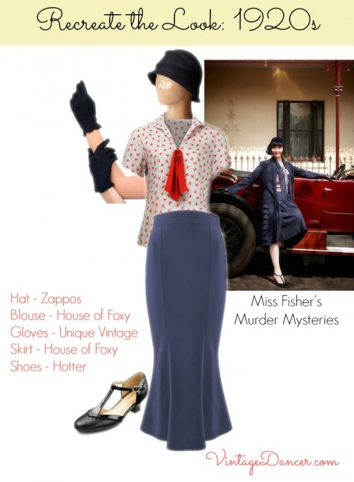 Late 1920s, 1930s style clothing inpired by costumes of Miss Fisher Murder Mysteries. Get the look at VintageDancer.com/1920s