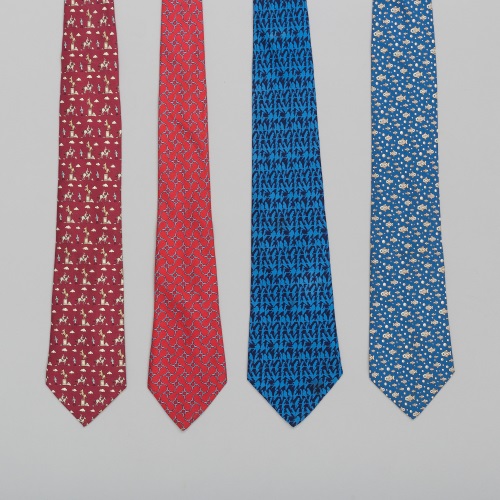 Four Hermes neckties. Image courtesy of Barnebys/Bukowskis
