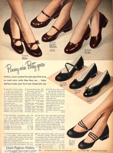 1950s low heel shoes women party daytime house