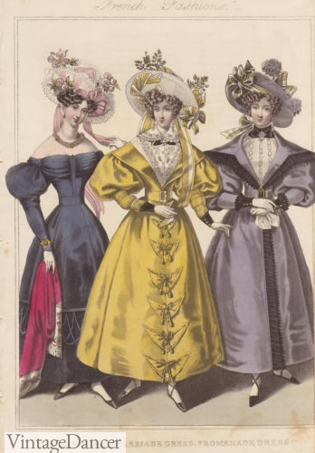 1830s dresses and hats