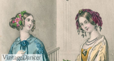 1840s evening hair flowers, hair accessories, hair styles