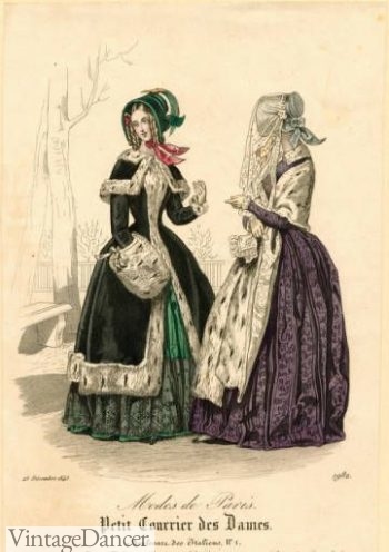 Victorian outerwear 1843 long coats and shawl