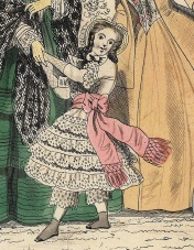 1850s white lace party dress and bonnet