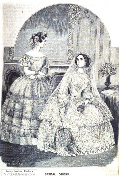 1856 Wedding Gown 1850s Victorian era