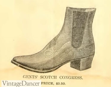 1850s Victorian mens boots congress Chelsea boots shoes