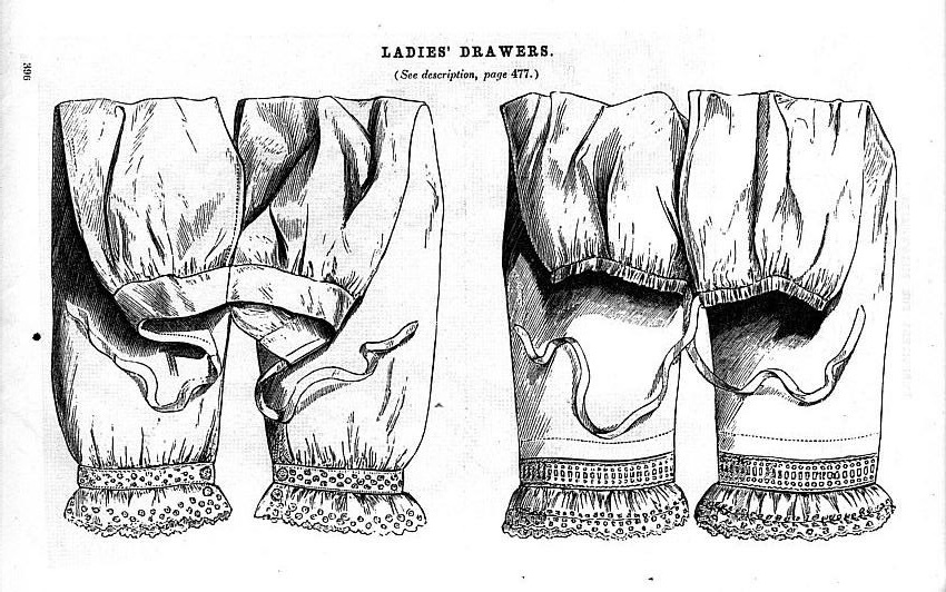 1859 drawers bloomers drawers ladies Victorian underwear