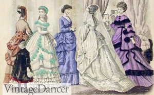 Victorian early bustle dresses
