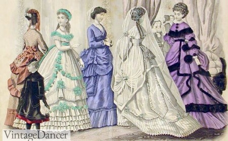 Victorian early bustle dresses