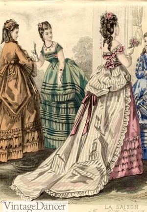 Victorian 1870 evening dresses