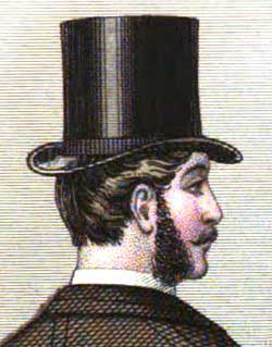 Victorian mens hat 1870s mens tall top hat