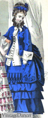 1873 blue jacket dress 1870s fashion
