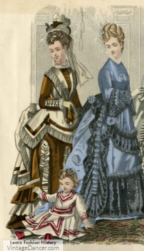 1870s mother and toddler girl clothing