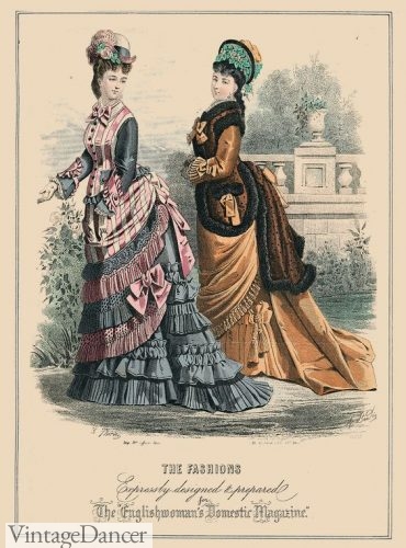 1875 heavily trimmed dresses