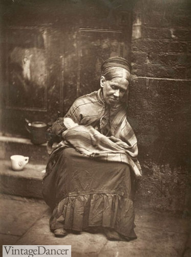 1876 poor grandmother resting with a baby