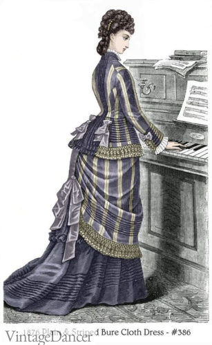 1876 dress and piano trained skirt