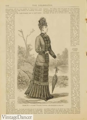 1878 dress with skirt 1870s fashion women daywear day dress