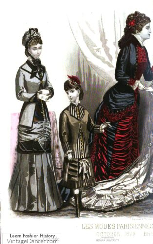 1870s 1880s girls and women dress fashion