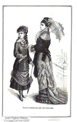 1870 walking dress teen girls fashion clothing