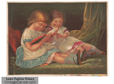 1870s little girls children smock pinafore