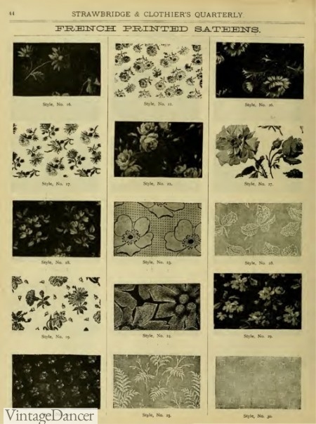 Victorian Bustle era fabrics dress materials prints florals