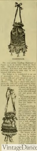 1882 velvet, satin and lace pouch purses