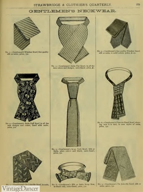 1882 Victorian ties, cravats, ascots, neckwear