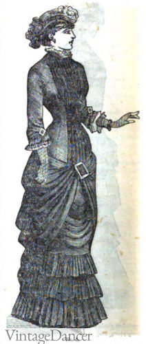 1882 promenade dress with kilted skirt