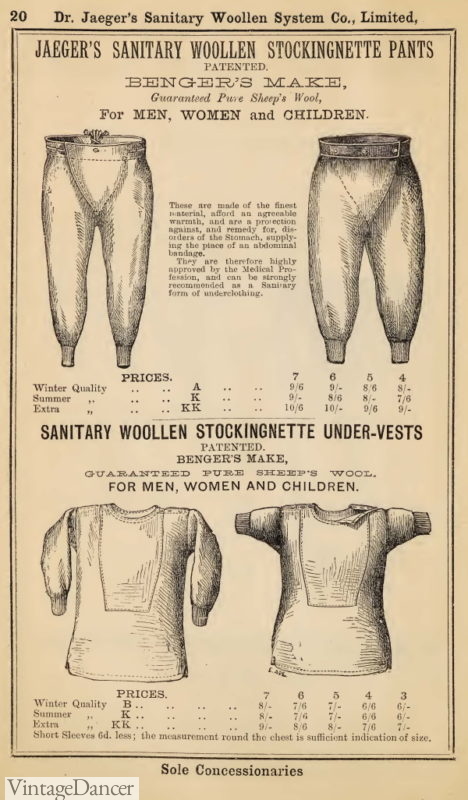 1883Victorian winter underwear lingerie Dr. Jaegers Wool Underwear 