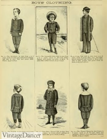 1883 Victorian boys suits- norfolk, sailor, playtime