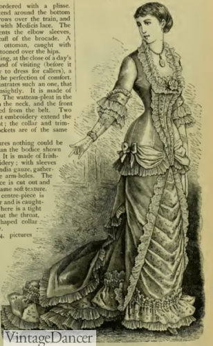 1883 lace trimmed dinner gown
