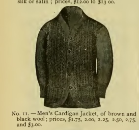 188s Victorian mens Strawbridge men cardigan sweater brown or black