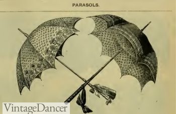 1883 Victorian parasols of lace. Click to see more Victorian parasol pictures.
