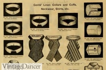 Victorian 1886 men's shirts, collars, cravat