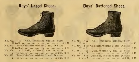 1886 boys boots, Victorian era childrens shoes