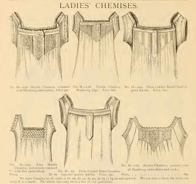 Victorian 1886 chemises lingerie underwear women ladies