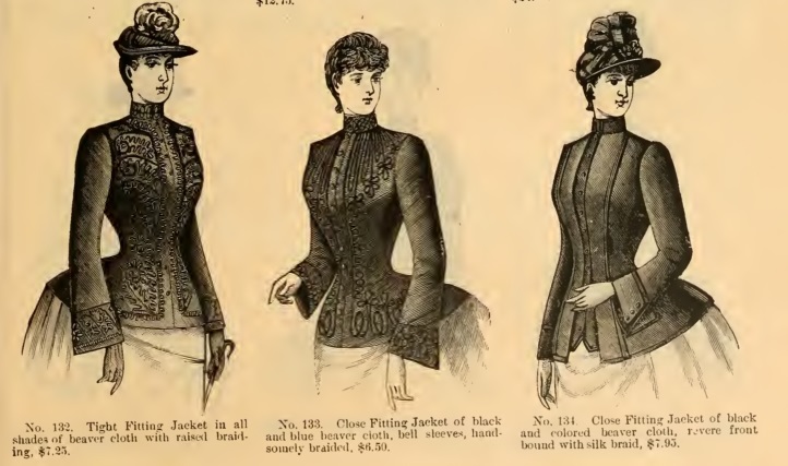 1889 short jackets ladies Victorian era