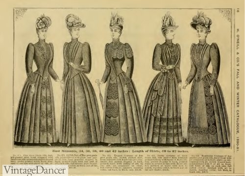 1890 Victorian dress bodices and skirts