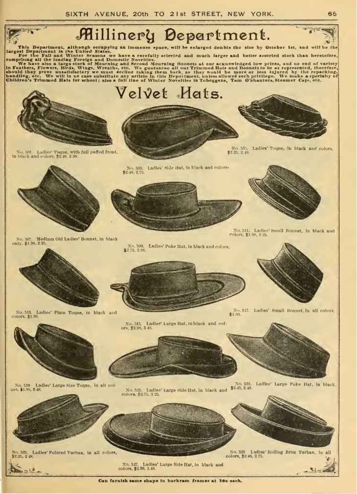 Victorian Style Hats, Caps, Patterns