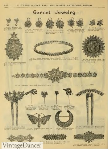 1890 Victroajn earrings, brooches, bracelets, stick pins and hair pins. 