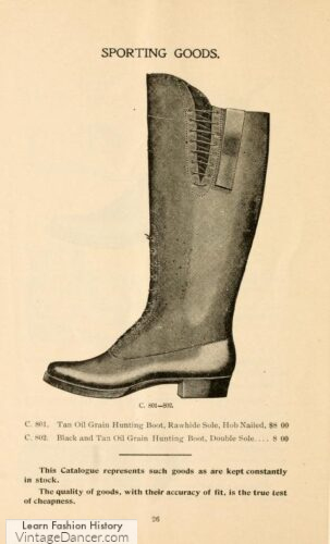 1890 mens hunting boots Victorian era footwear