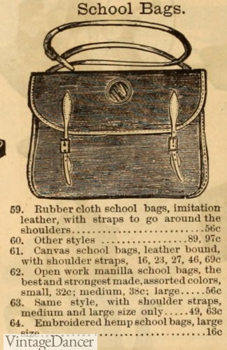 1890s Victorian school bag bookbag children teens girls boys backpack