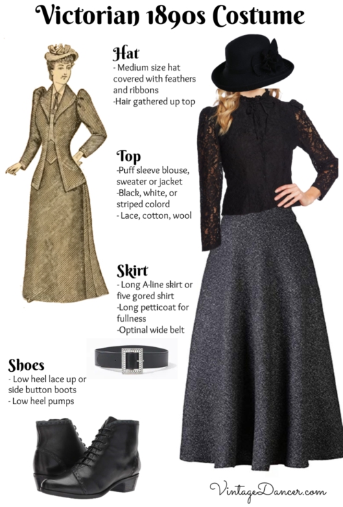 Easy 1890s outfit dress costume clothing fashion at VintageDancer