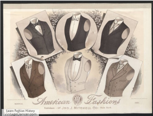 1890s Victorian men's vests waistcoats in color