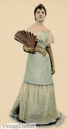 1892 evening gown dinner dress 1890s Victorian Edwardian