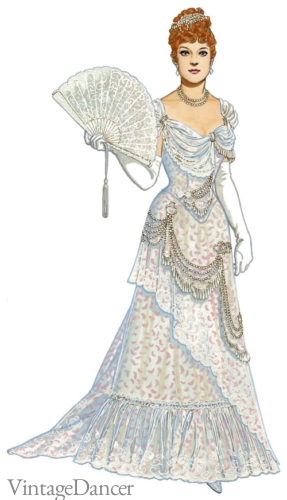1893 Dover clipart of the Worth gown that inspired my Victorian wedding dress