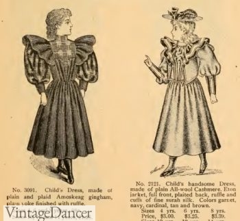 1894 Victorian era girls pinafore dresses