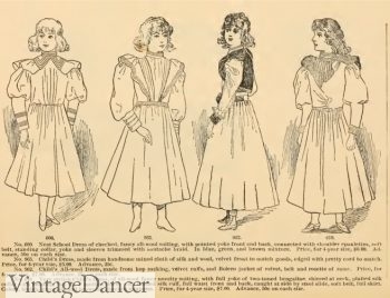 1894 girls white dresses, Victorian era kids clothing