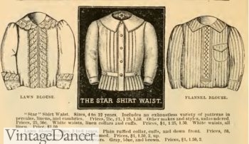 1894 boys shirts, Victorian era waists