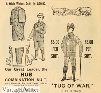 1894 Victorian boys outfits - pants, coat, suit jacket